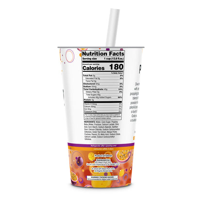 Jenji Popping Boba Mango Passion Fruit Green Tea 12/13.8 oz. Cups with Straw